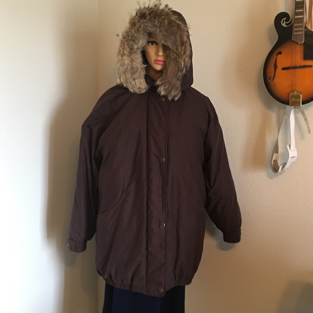 Vintage Down Puffer Jacket Coyote Fur Collar